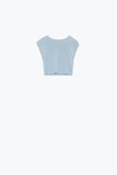 Q2 T-shirt de malha com mangas curtas em azul