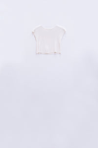 Q2 T-shirt de malha com mangas curtas em branco