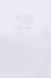 Q2 T-shirt de malha com mangas curtas em branco