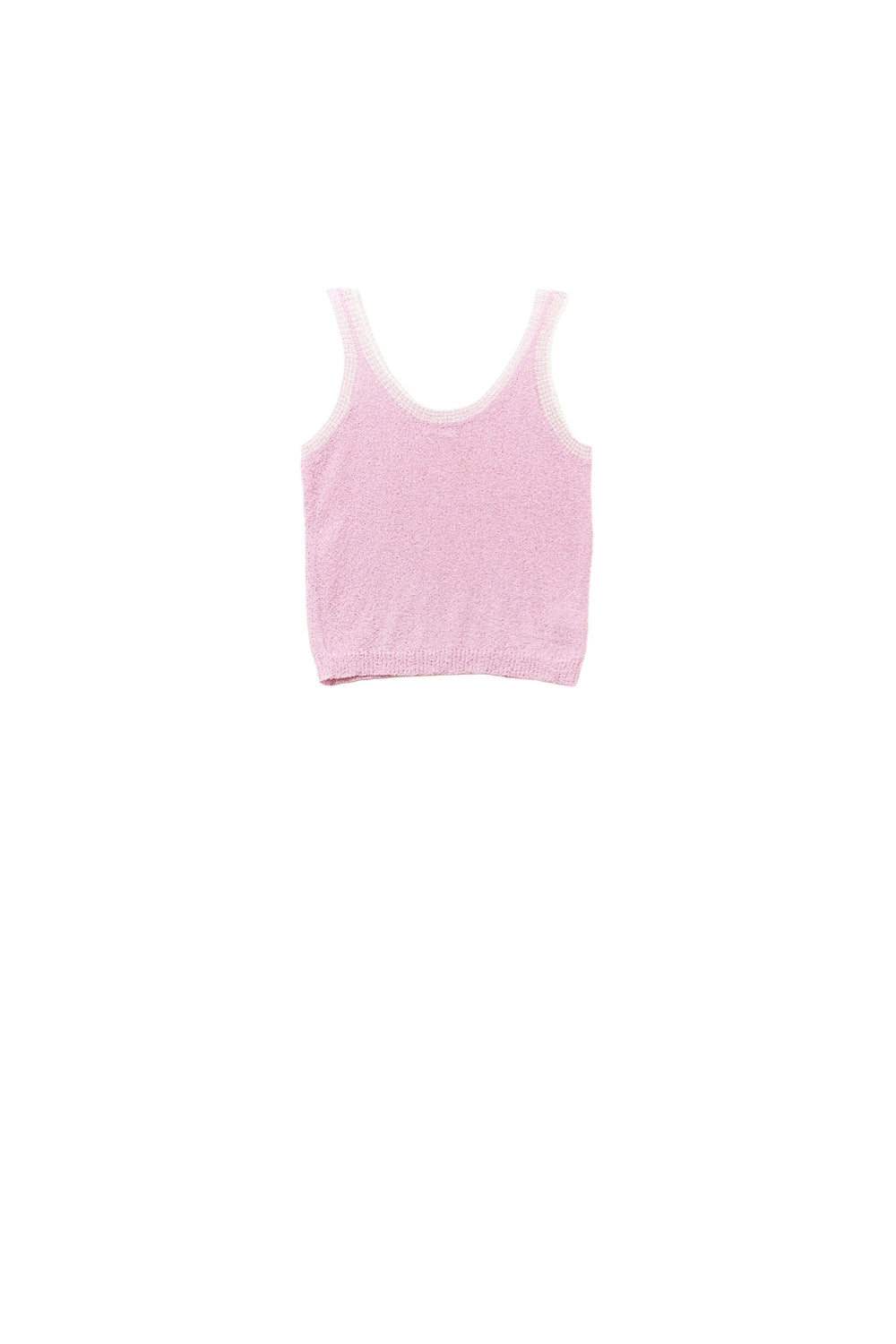 Q2 T-shirt de malha rosa bebé com rebordo branco