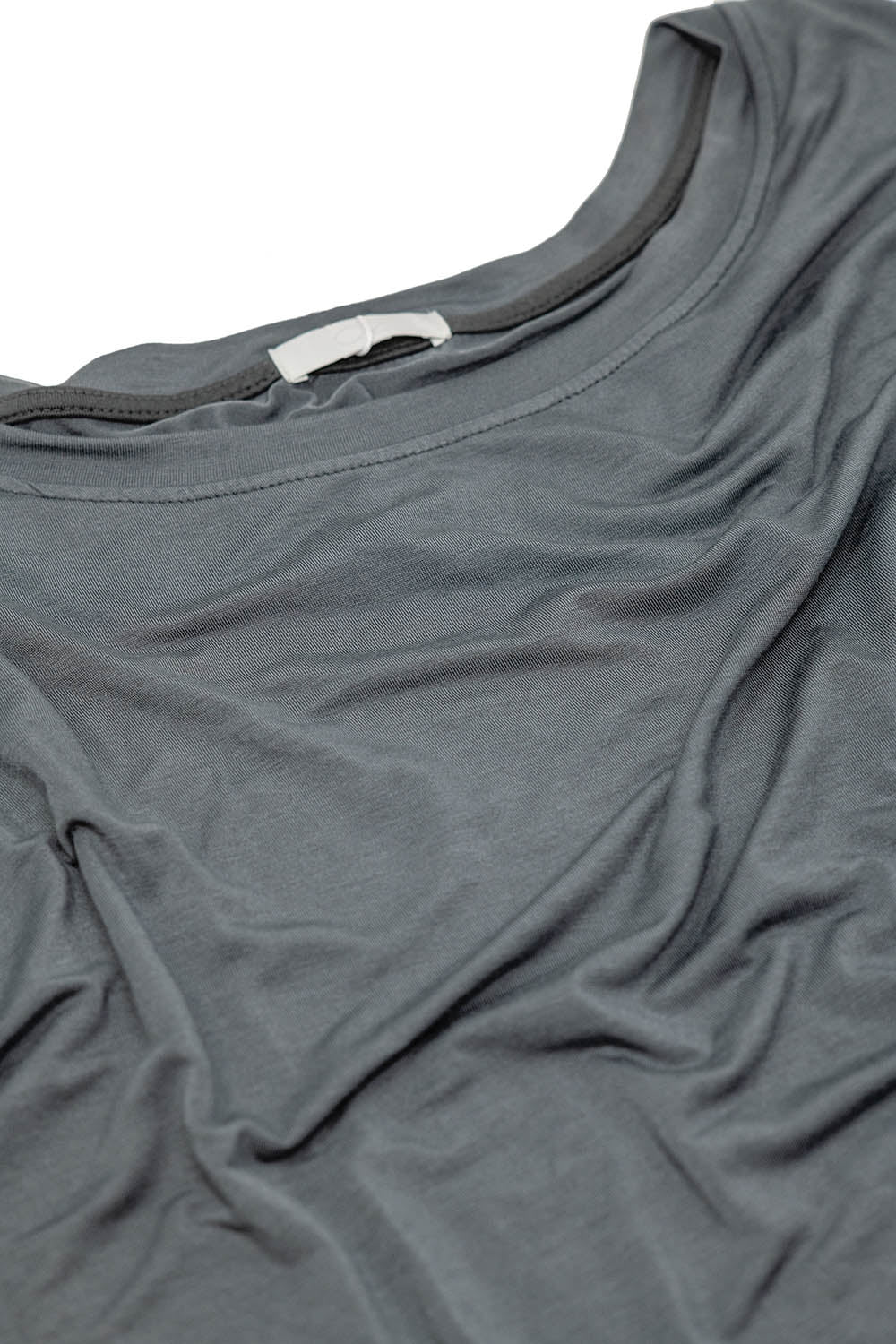 T-shirt de manga comprida com gola redonda em modal cinzento