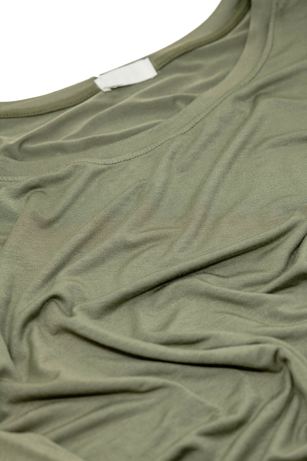 T-shirt de manga comprida com gola redonda em modal na cor caqui