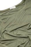 T-shirt de manga comprida com gola redonda em modal na cor caqui