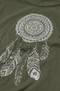 T-shirt descontraída com estampado de penas