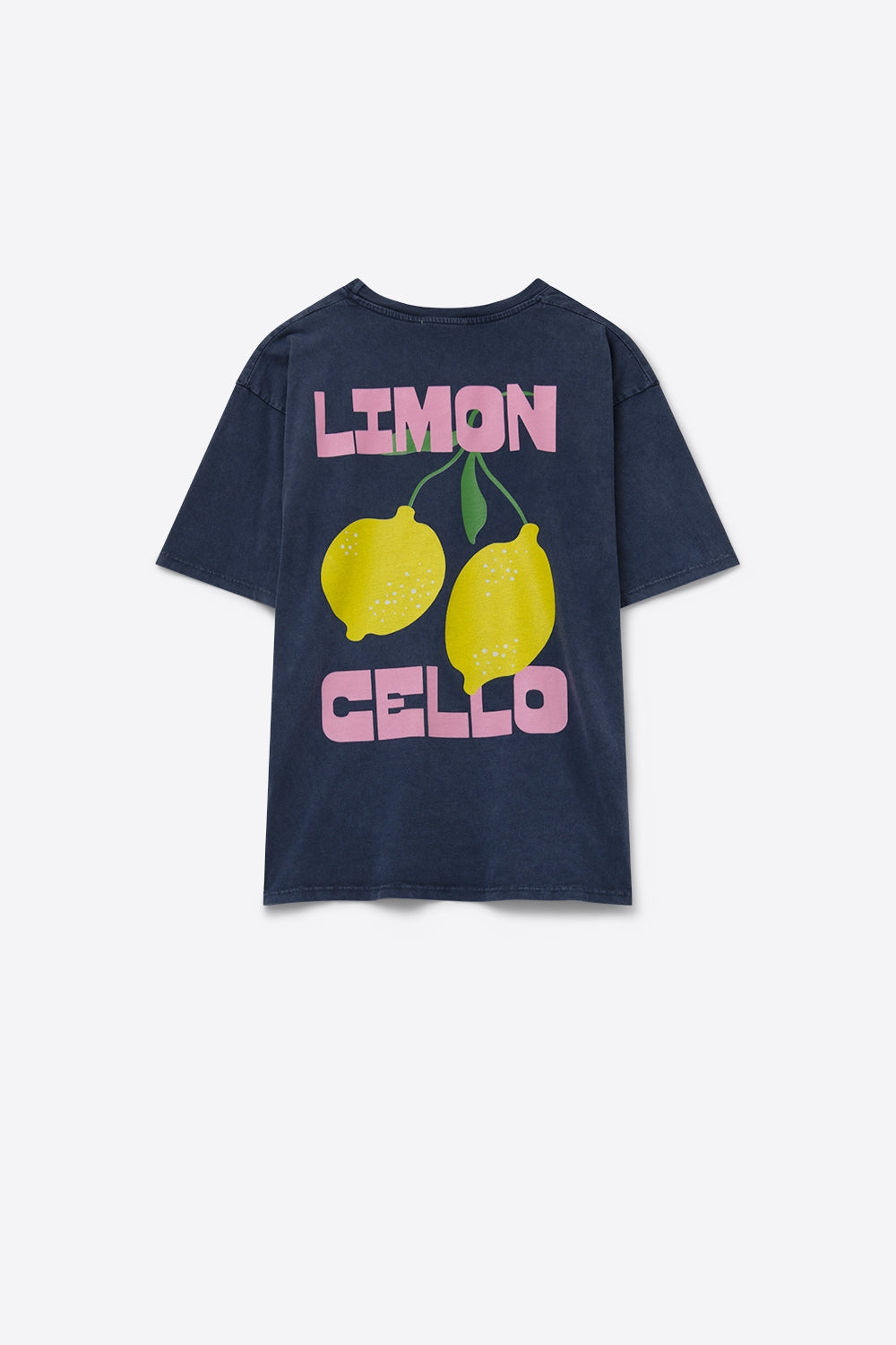 T-shirt descontraída em azul-marinho com estampado de limão