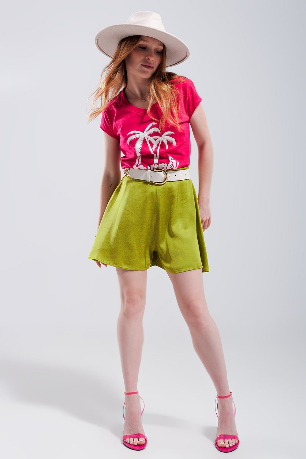 T shirt Fuchsia com estampa Summer Vibes