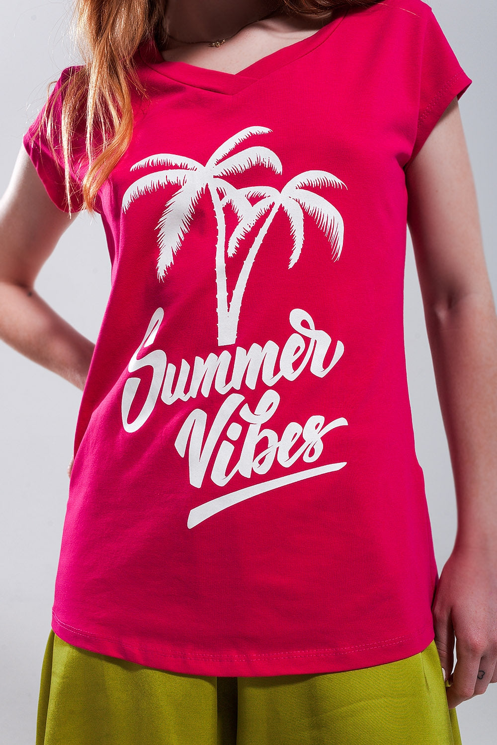 T shirt Fuchsia com estampa Summer Vibes