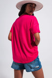 T shirt Fuchsia com texto Good Vibes