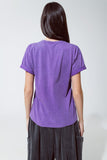 T-shirt roxa com estampado Los Angeles na frente