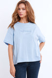 T-shirt Sunshine Oversized com texto texturado à frente em azul