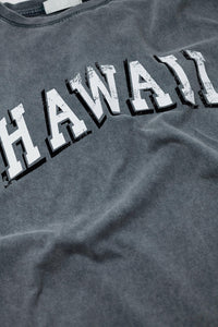 T-shirt Washed Effect Hawaii em cinzento