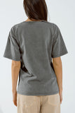 T-shirt Washed Effect Hawaii em cinzento