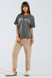 T-shirt Washed Effect Hawaii em cinzento