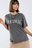 Q2 T-shirt Washed Effect Hawaii em cinzento