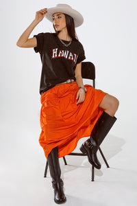 T-shirt Washed Effect Hawaii em preto