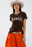 Q2 T-shirt Washed Effect Hawaii em preto