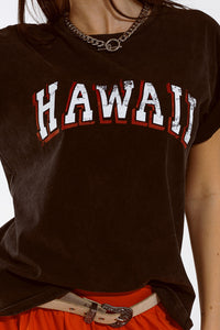 T-shirt Washed Effect Hawaii em preto