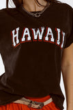 T-shirt Washed Effect Hawaii em preto