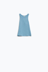 Tank Top azul bebé básico com nervuras