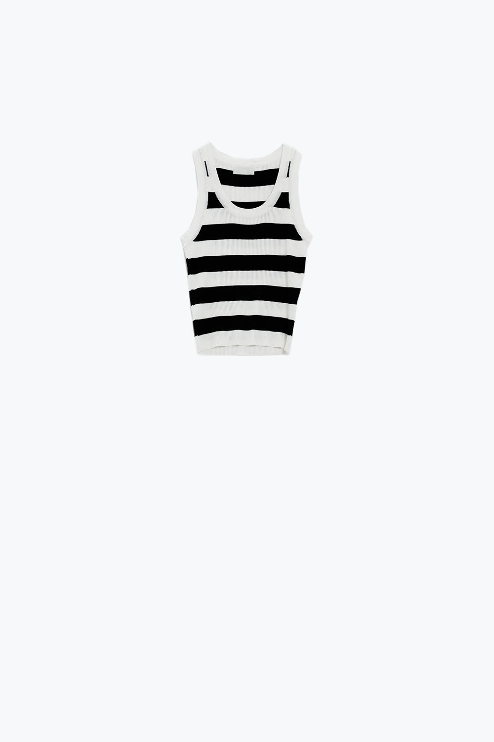 Q2 Tank Top branco com riscas largas em preto