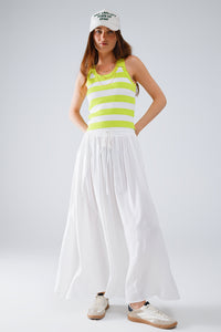 Tank Top branco com riscas largas em verde lima