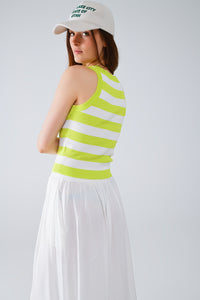 Tank Top branco com riscas largas em verde lima