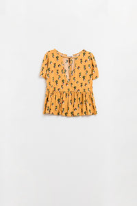 Q2 top amarelo com estampado de cactos