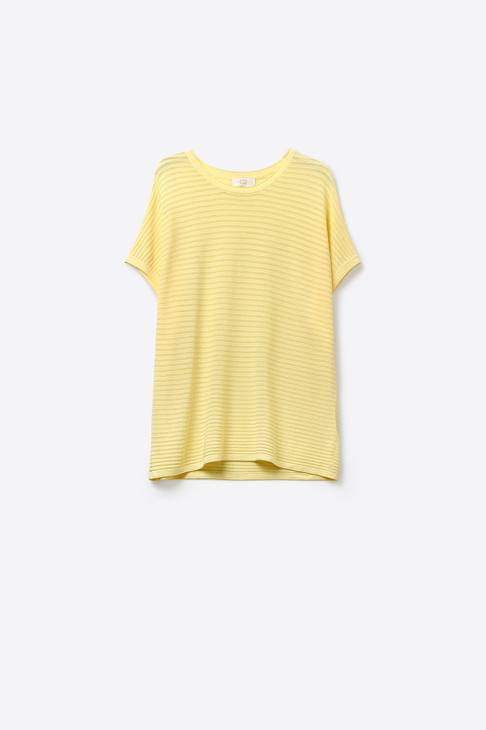 Q2 Top amarelo de malha canelada leve e de ajuste descontraído