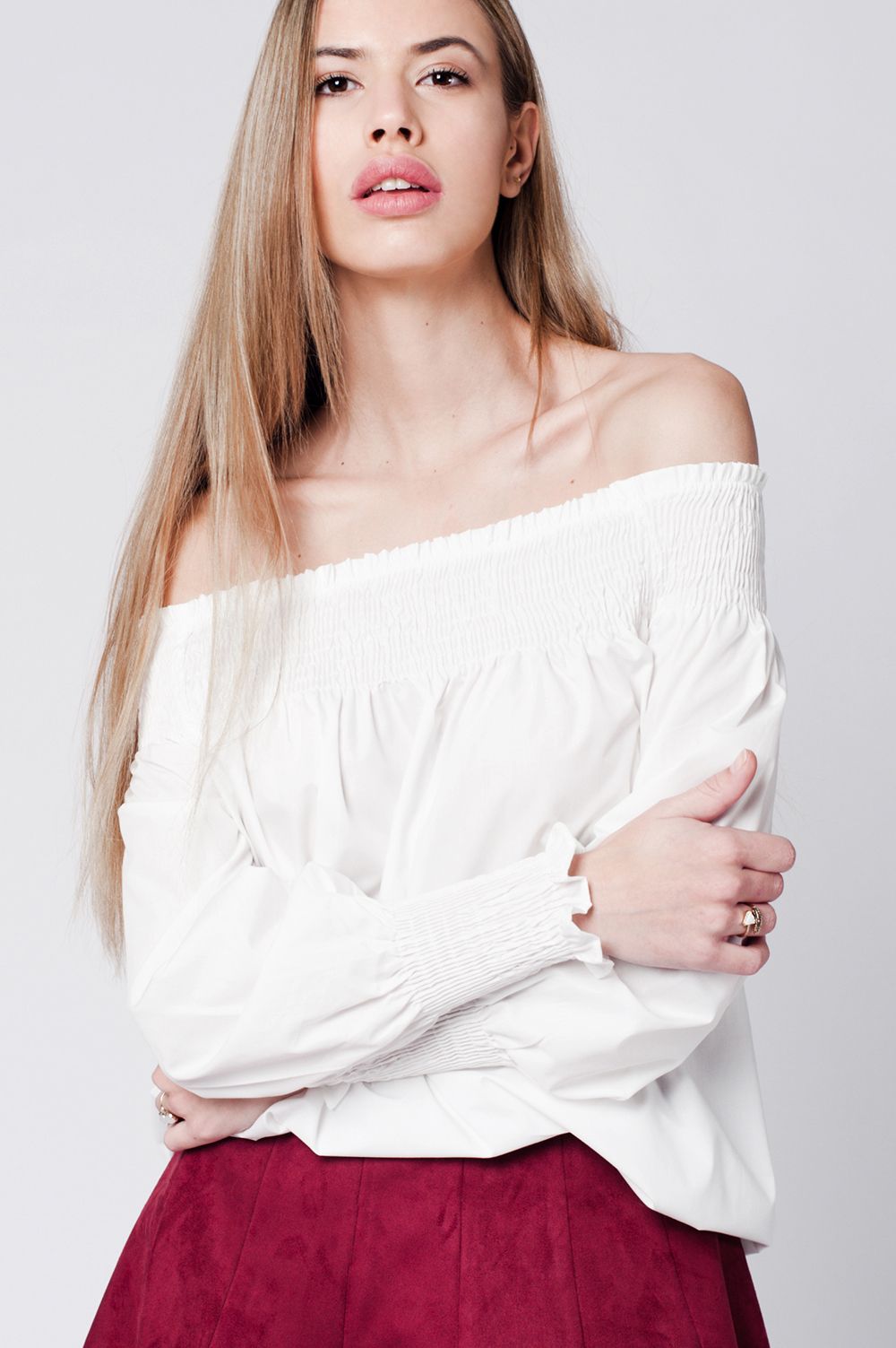 Q2 Top branco en poplin