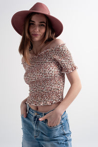 Q2 Top com decote Bardot e estampa floral