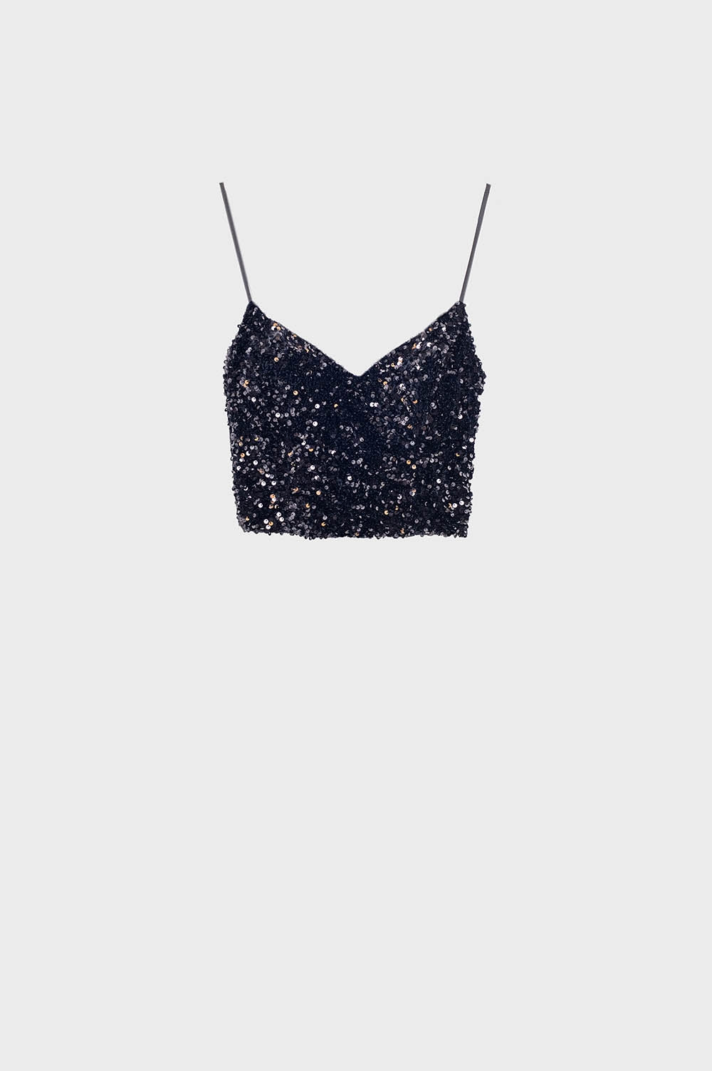Q2 top curto brilhante em preto