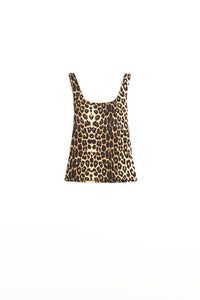 Top de alças em spandex com estampado de leopardo