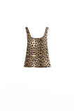 Top de alças em spandex com estampado de leopardo