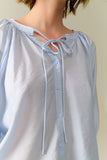 Top de Chiffon Azul Bebê com Mangas Bufantes