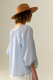 Top de Chiffon Azul Bebê com Mangas Bufantes