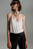 Q2 Top de detalhe de renda em creme