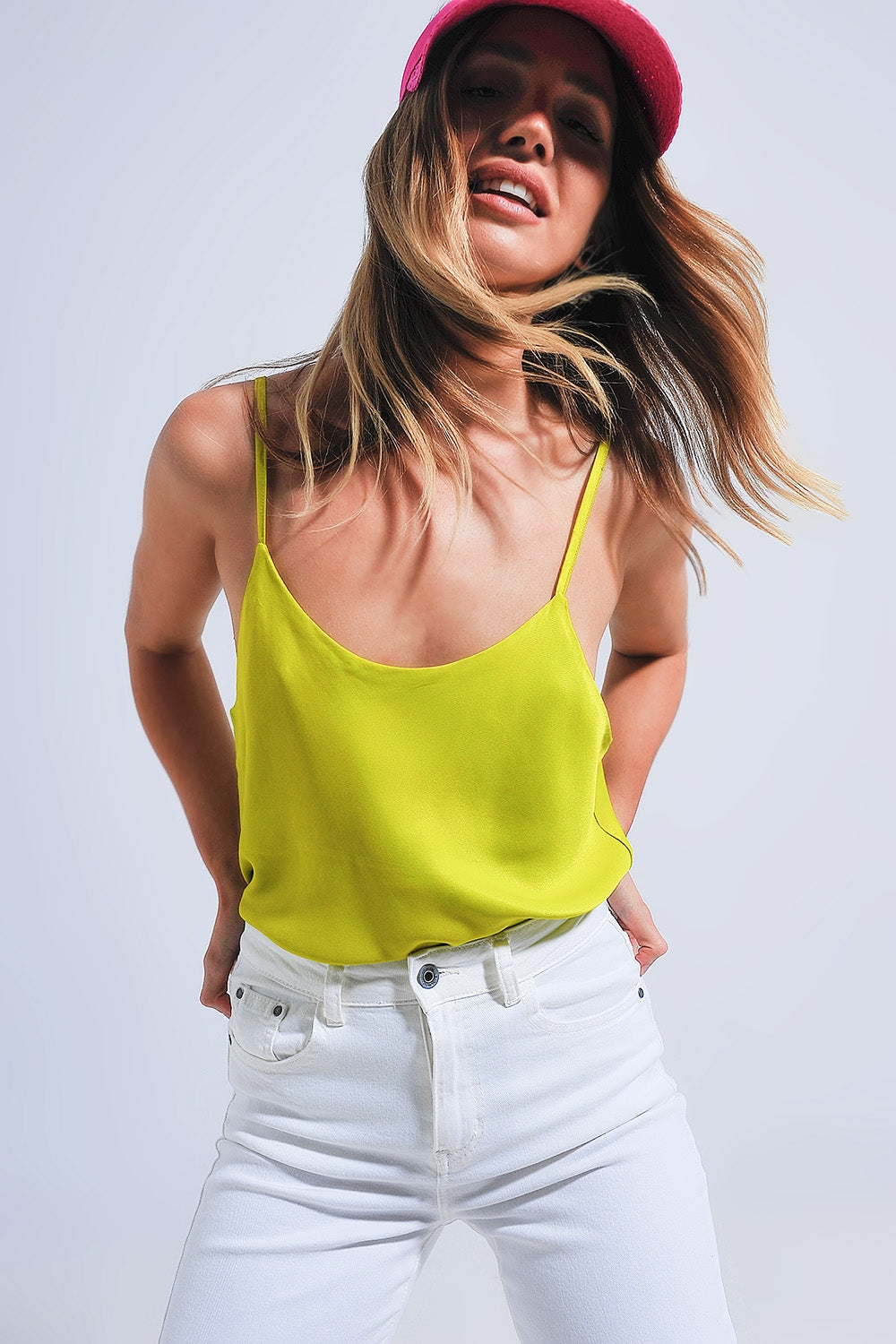 Top de lingerie de cetim verde