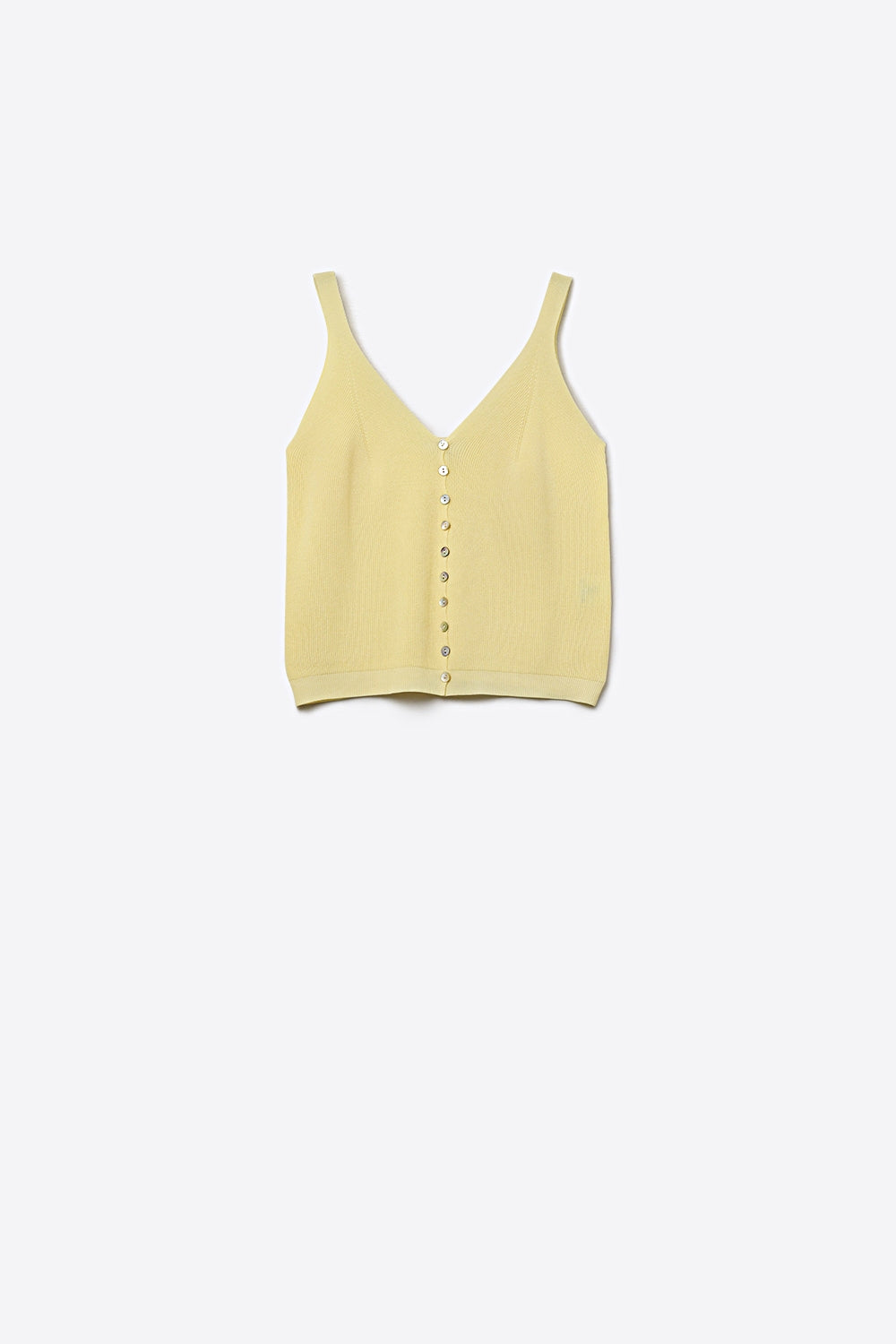 Q2 Top de malha com botões em amarelo