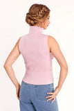 Top de malha cor-de-rosa baby sem mangas