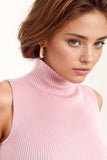 Top de malha cor-de-rosa baby sem mangas