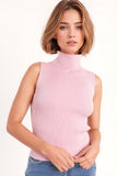 Q2 Top de malha cor-de-rosa baby sem mangas