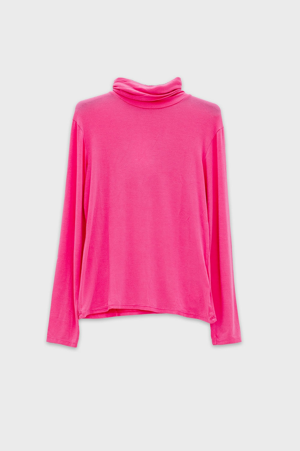 Q2 Top de manga comprida com gola alta em modal fucsia
