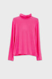 Q2 Top de manga comprida com gola alta em modal fucsia