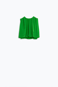 Top de musselina verde com design de pregas