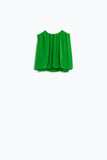 Top de musselina verde com design de pregas