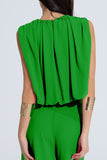Top de musselina verde com design de pregas
