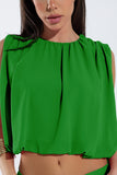 Top de musselina verde com design de pregas