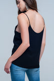 Top de tirantes preto com brilhante