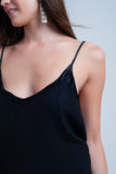 Top de tirantes preto com brilhante