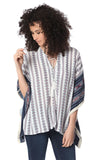 Q2 Marinha topo poncho de grandes dimensões na impressão tribal